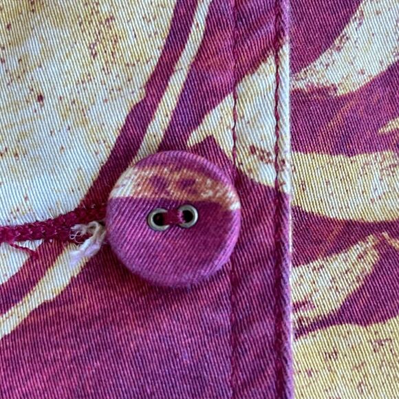 Chico's Women's Blouse Top Size 2 (US L/12) Red Orange Mixed Print Buttons - Picture 7 of 13